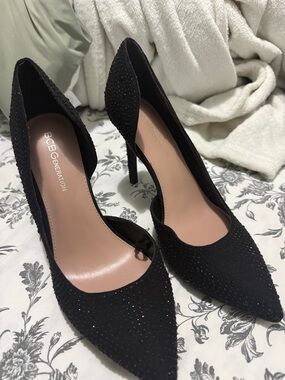 BCBGeneration Black Crystal-Stud Pointed Toe Pumps